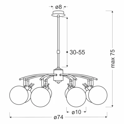Závěsné bodové svítidlo LENTINI - 8xG9, 40W, patina / jantarové