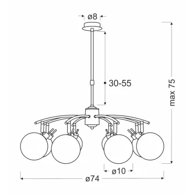 Závěsné bodové svítidlo LENTINI - 8xG9, 40W, patina / jantarové