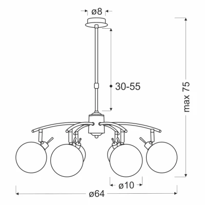 Závěsné bodové svítidlo LENTINI - 6xG9, 40W, patina / jantarové