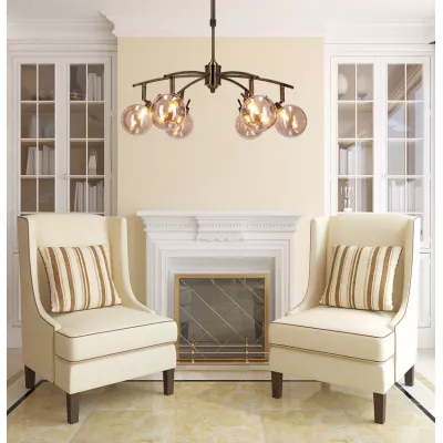 Závěsné bodové svítidlo LENTINI - 6xG9, 40W, patina / jantarové