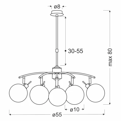 Závěsné bodové svítidlo LENTINI - 5xG9, 40W, patina / jantarové