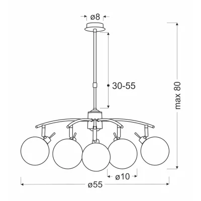 Závěsné bodové svítidlo LENTINI - 5xG9, 40W, patina / jantarové