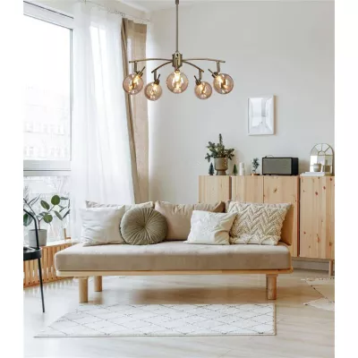 Závěsné bodové svítidlo LENTINI - 5xG9, 40W, patina / jantarové