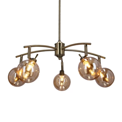 Závěsné bodové svítidlo LENTINI - 5xG9, 40W, patina / jantarové