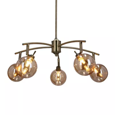 Závěsné bodové svítidlo LENTINI - 5xG9, 40W, patina / jantarové