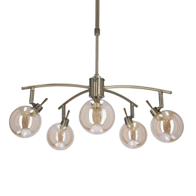 Závěsné bodové svítidlo LENTINI - 5xG9, 40W, patina / jantarové