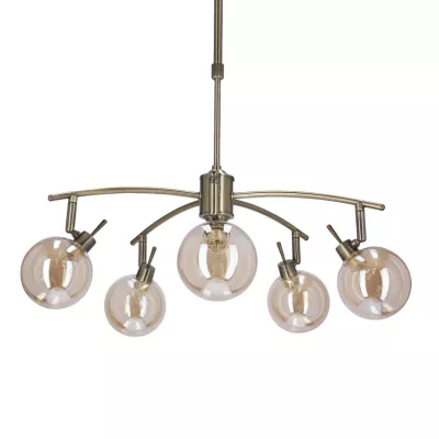 Závěsné bodové svítidlo LENTINI - 5xG9, 40W, patina / jantarové