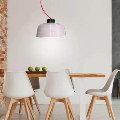 Závěsné retro osvětlení LIVERPOOL - 1xE27, 40W, 26,5cm, kulaté, červené / bílé