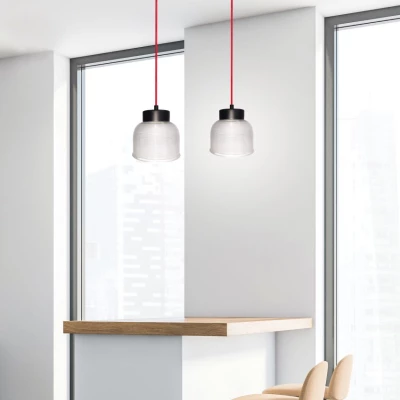 Závěsné retro osvětlení LIVERPOOL, 1xE27, 40W, 14,5cm, kulaté, červené / bílé