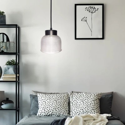 Závěsné retro osvětlení LIVERPOOL - 1xE27, 40W, 14,5cm, kulaté, černé / bílé