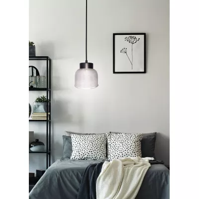 Závěsné retro osvětlení LIVERPOOL - 1xE27, 40W, 14,5cm, kulaté, černé / bílé