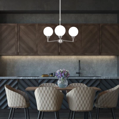 Závěsné tříramenné osvětlení LOGOS - 3xG9, 25W, stříbrné / bílé