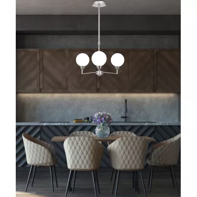 Závěsné tříramenné osvětlení LOGOS - 3xG9, 25W, stříbrné / bílé