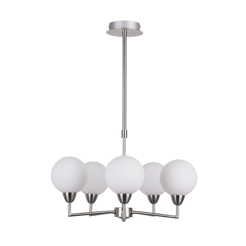 Závěsné pětiramenné osvětlení LOGOS - 5xG9, 25W, stříbrné / bílé