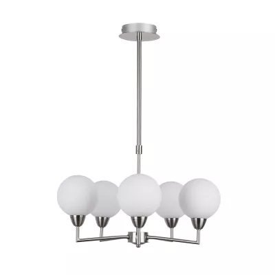 Závěsné pětiramenné osvětlení LOGOS - 5xG9, 25W, stříbrné / bílé