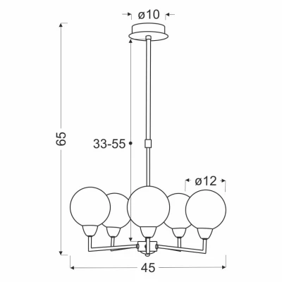 Závěsné pětiramenné osvětlení LOGOS - 5xG9, 25W, stříbrné / bílé