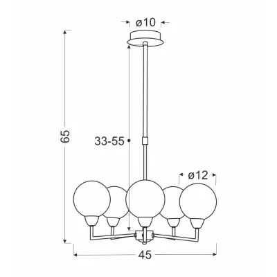 Závěsné pětiramenné osvětlení LOGOS - 5xG9, 25W, stříbrné / bílé