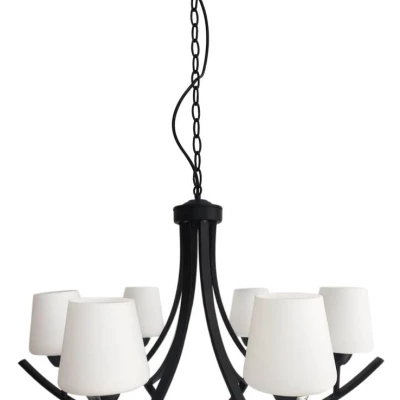 Závěsné šestiramenné osvětlení LONDYN - 6xE27, 60W, bílé / černé