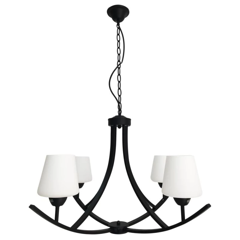 Závěsné čtyřramenné osvětlení LONDYN - 4xE27, 60W, bílé / černé
