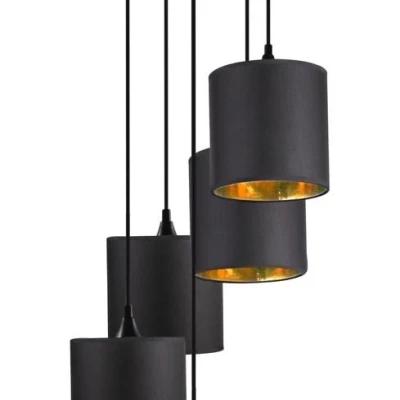 Závěsné moderní osvětlení LONG - 5xE14, 40W, černé / měděné