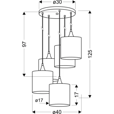 Závěsné moderní osvětlení LONG - 5xE14, 40W, černé / měděné