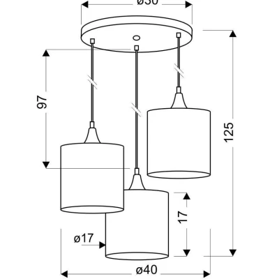 Závěsné moderní osvětlení LONG - 3xE14, 40W, černé / měděné
