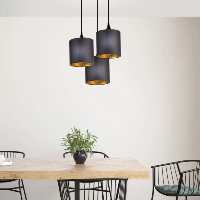 Závěsné moderní osvětlení LONG - 3xE14, 40W, černé / měděné