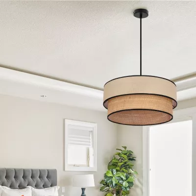 Kulaté závěsné svítidlo LORENZO - 1xE27, 60W, černé / krémové