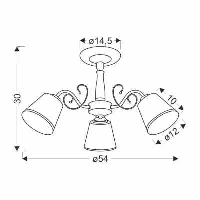 Závěsné tříramenné rustikální osvětlení LOSANNA - 3xE14, 40W, patina / bílé