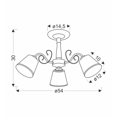 Závěsné tříramenné rustikální osvětlení LOSANNA - 3xE14, 40W, patina / bílé