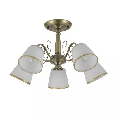 Závěsné pětiramenné rustikální osvětlení LOSANNA - 5xE14, 40W, patina / bílé