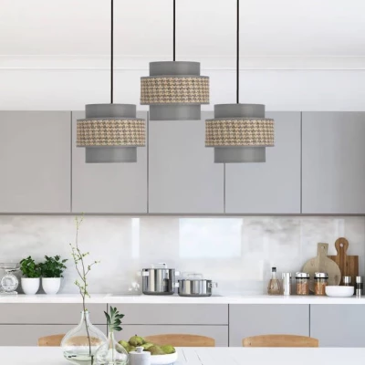 Závěsné osvětlení nad jídelní stůl LUCCIA - 3xE27, 40W, černé / béžové / grafitové