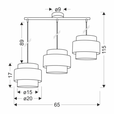 Závěsné osvětlení nad jídelní stůl LUCCIA - 3xE27, 40W, černé / béžové / grafitové