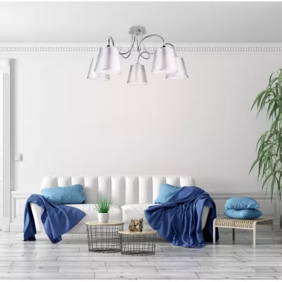 Závěsné moderní pětiramenné osvětlení LUK - 5xE14, 40W, chromované / šedostříbrné