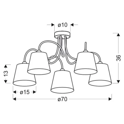 Závěsné moderní pětiramenné osvětlení LUK - 5xE14, 40W, chromované / šedostříbrné