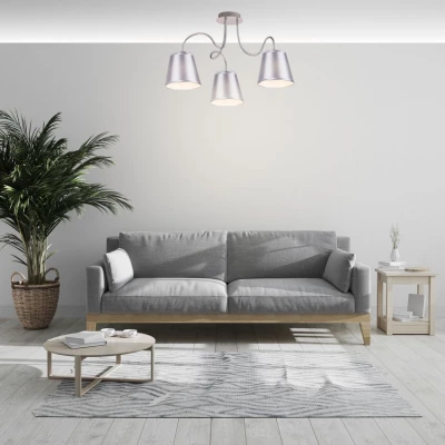Závěsné moderní tříramenné osvětlení LUK - 3xE14, 40W, chromované / šedostříbrné