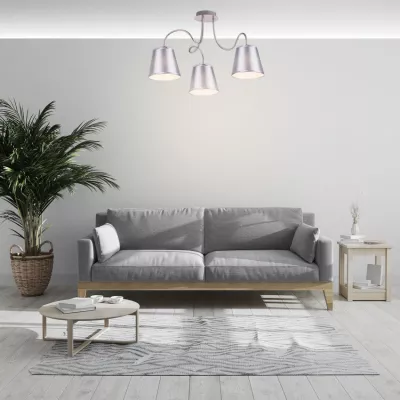 Závěsné moderní tříramenné osvětlení LUK - 3xE14, 40W, chromované / šedostříbrné