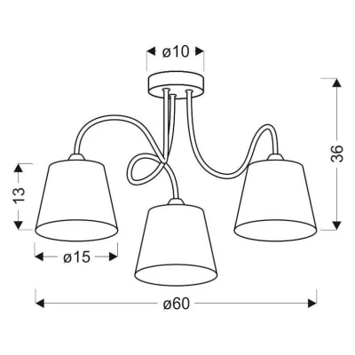 Závěsné moderní tříramenné osvětlení LUK - 3xE14, 40W, chromované / šedostříbrné