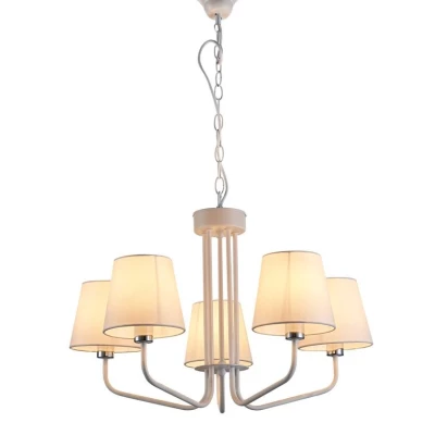 Závěsný pětiiramenný lustr na řetězu LUMINOR - 5xE14, 60W, bílý