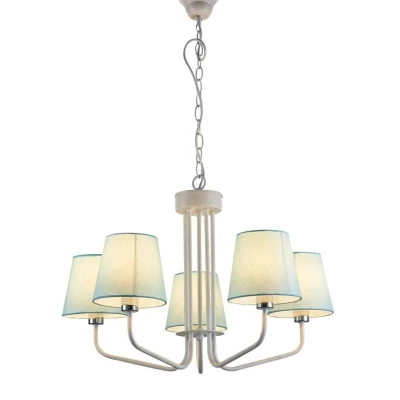 Závěsný pětiiramenný lustr na řetězu LUMINOR - 5xE14, 60W, bílý / modrý