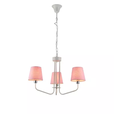 Závěsný tříiramenný lustr na řetězu LUMINOR - 3xE14, 60W, bílý / růžový