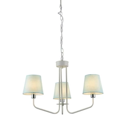 Závěsný tříiramenný lustr na řetězu LUMINOR - 3xE14, 60W, bílý / modrý