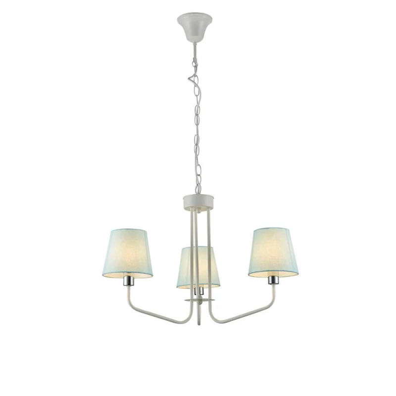 Závěsný tříiramenný lustr na řetězu LUMINOR - 3xE14, 60W, bílý / modrý