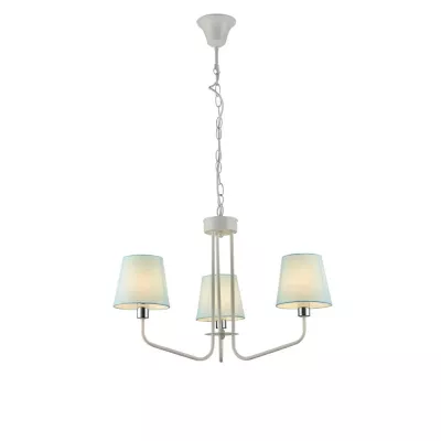 Závěsný tříiramenný lustr na řetězu LUMINOR - 3xE14, 60W, bílý / modrý