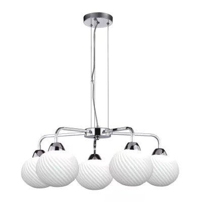 Moderní závěsné pětiramenné svítidlo MADRYT - 5xE27, 60W, chromované / bílé