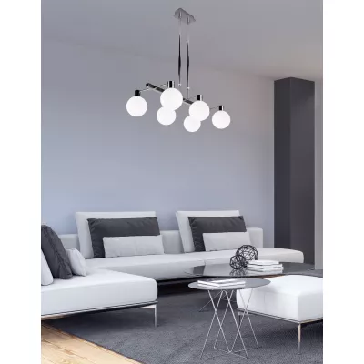 Závěsné světlo nad jídelní stůl MALDUS - 6xG9, 40W, chromované / bílé