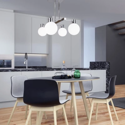 Závěsné osvětlení nad jídelní stůl MALDUS - 4xG9, 40W, chromované / bílé