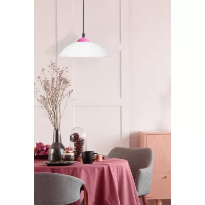 Závěsný lustr MALIN - 1xE27, 60W, bílý / růžový