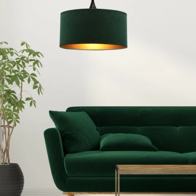 Moderní kulaté závěsné svítidlo MALOTO - 1xE27, 60W, černé / zelené / zlaté