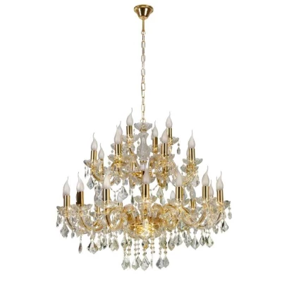 Závěsný lustr na řetězu MARIA TERESA - 28xE14, 40W, zlatý